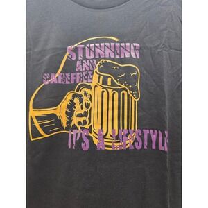 Stunning and Carefree Graphic Tee Black Cotton M Original Artist Signed NWOT